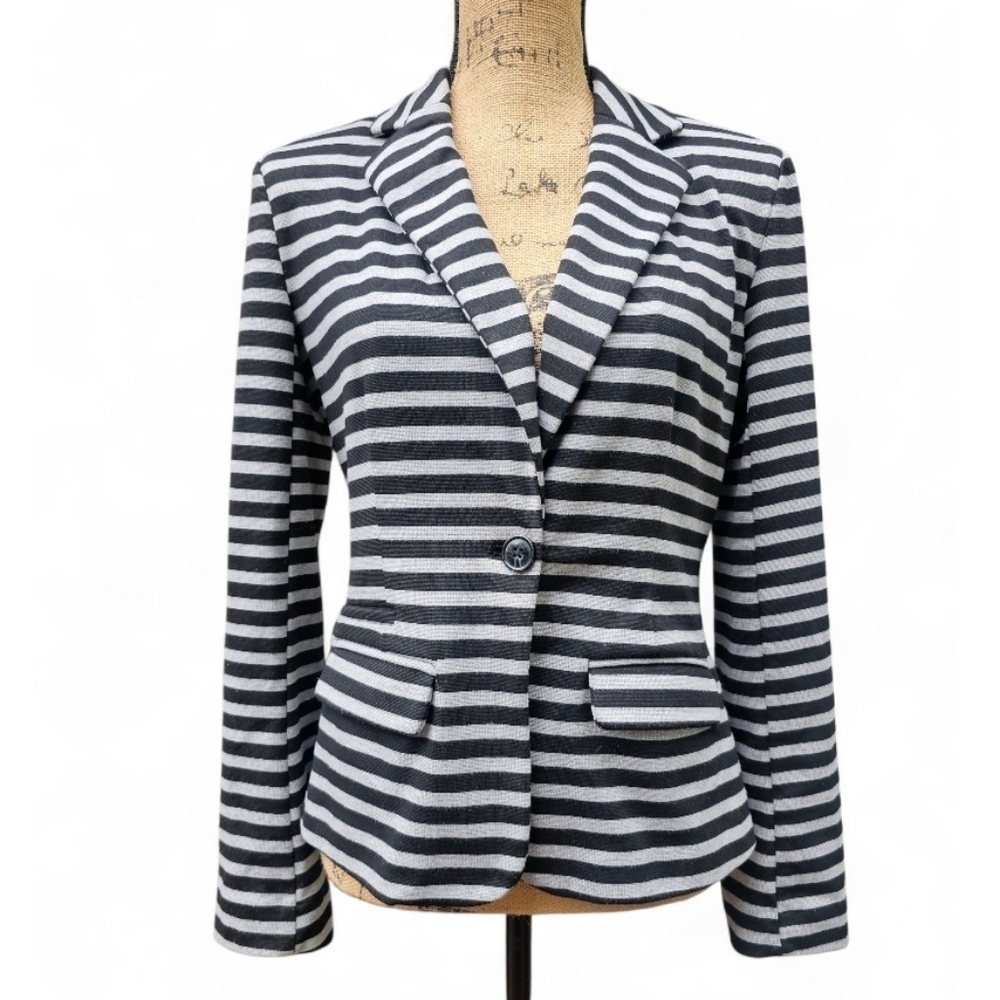 Merona Classic Striped Blazer - Black and Gray, Size S